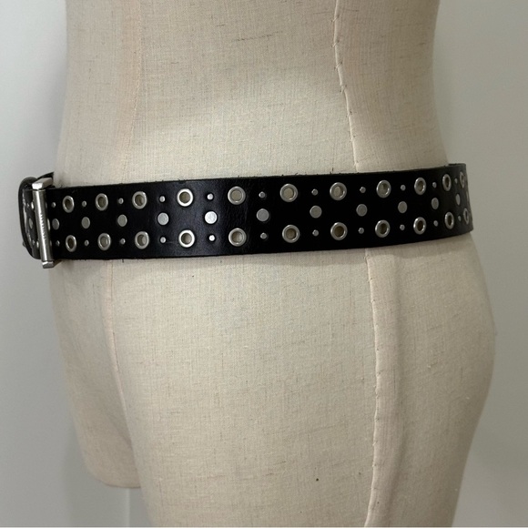 All Saints Stud Eyelet Belt M/L Black Leather Grommet Edgy Cool Rock Festival main image 5